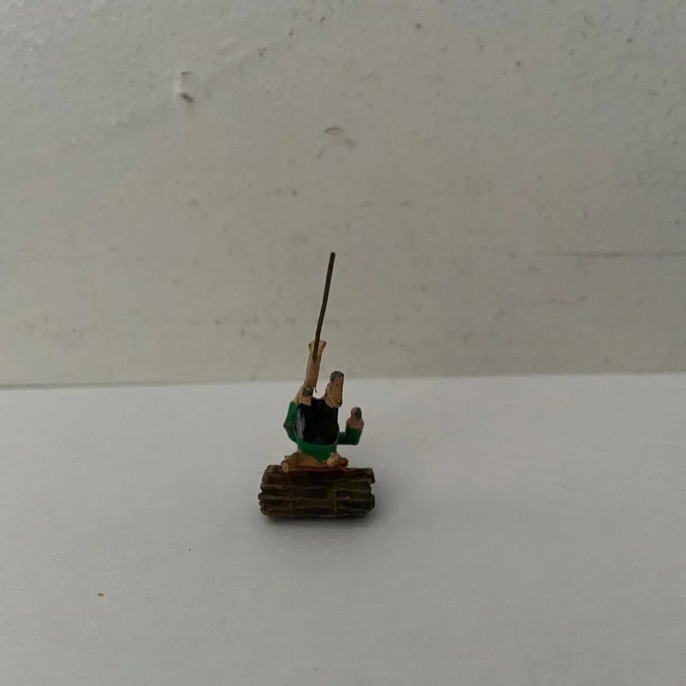 Antique Japan Bonsai Bonkei Miniature Village Traveler Backpack Metal Craft Pick